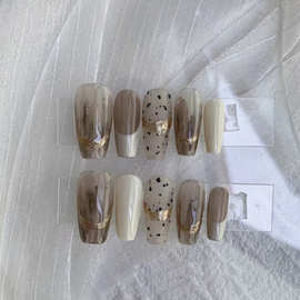 DIY网红款穿戴甲美甲 温柔风穿戴甲学生美甲长款显白指甲贴A144