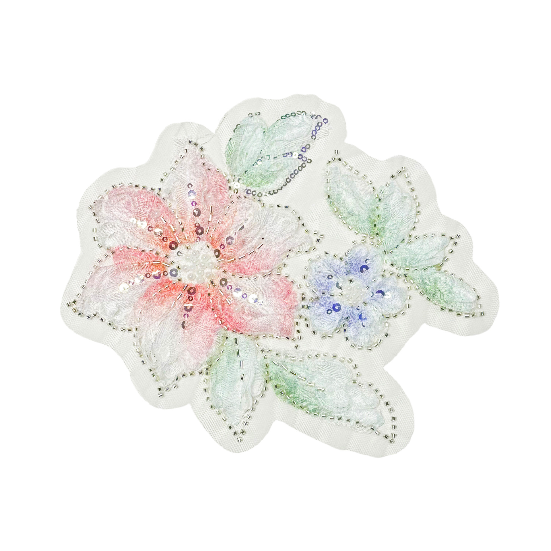 Flores tridimensionales de color tela bordada pegada perlas encaje parche vestido de boda cheongsam vestido accesorios pegada tela