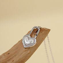 欧美跨境S925纯银微镶闪钻爱心锁项链女时尚气质优雅高级感锁骨链