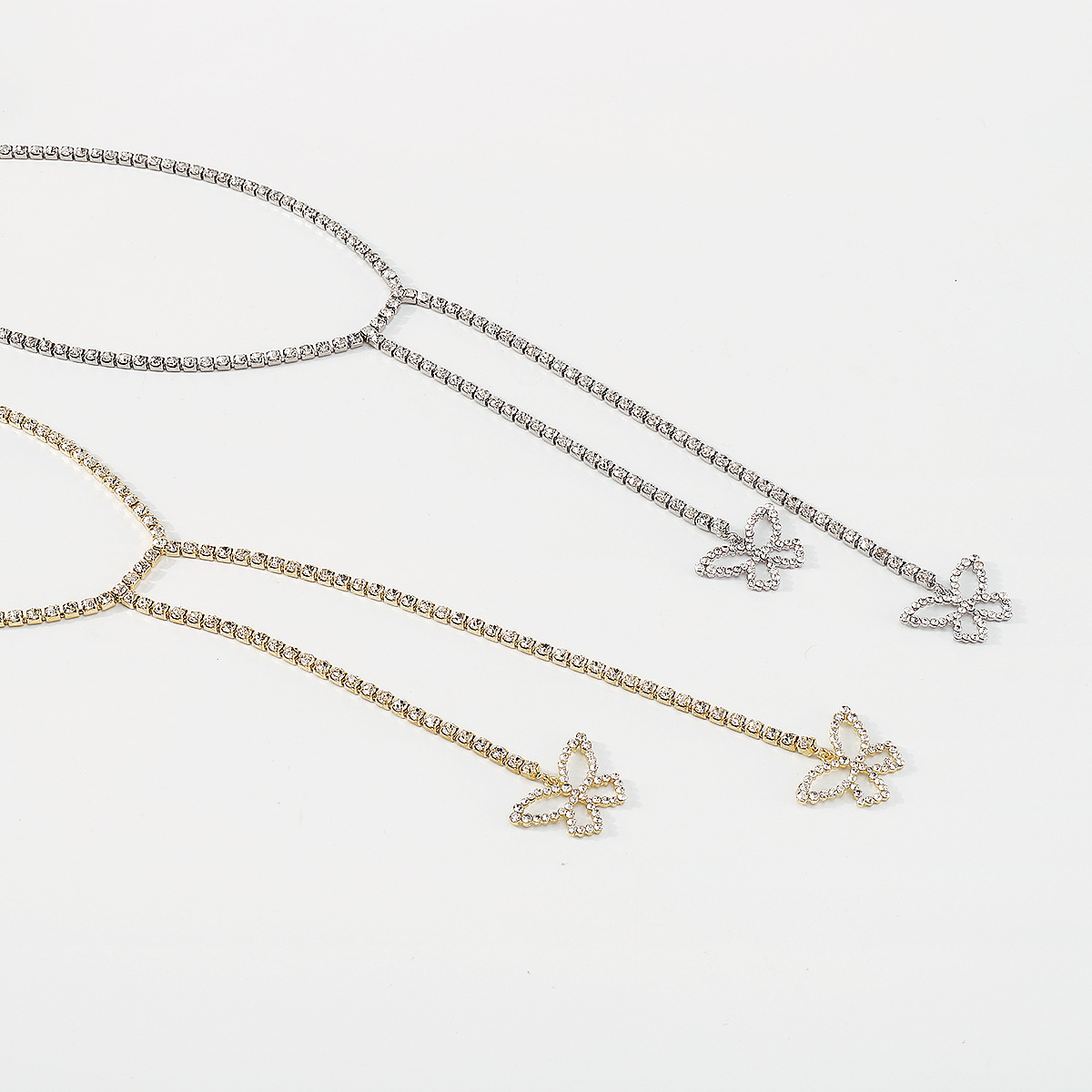 Sweet Butterfly Alloy Plating Rhinestones Womenu0027S Pendant Necklace