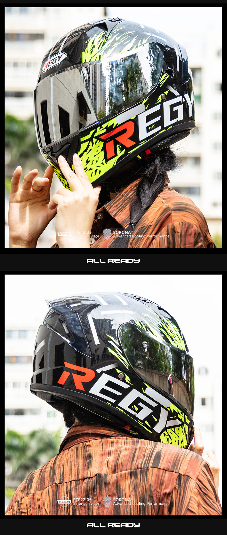 Motorcycle Helmet Full Helmet DOT/3C Certification New National Standard Class A Male and Female Double Lens Electric Vehicle Full Helmet