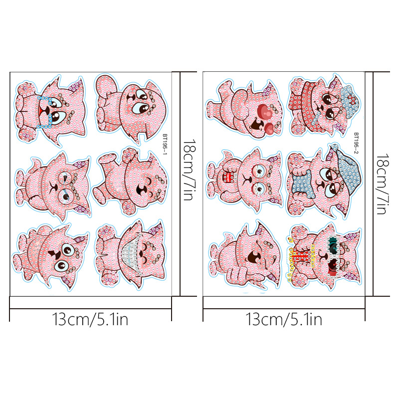 Dicha dibujos animados transfronterizos pegatinas de animales hechas a mano DIY dibujos de diamantes pegatinas de pared aleatorias pegatinas de niños decoración de diamantes redondos al por mayor