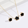Fashionable set stainless steel, necklace, chain, flowered, Korean style