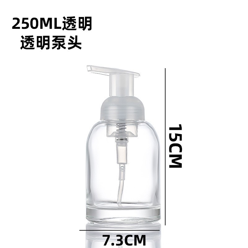 Venta al por mayor 375ml mousse espuma botella 250ml desinfectante de manos botella de espuma tipo de prensa de vidrio sub-botella burbujeador