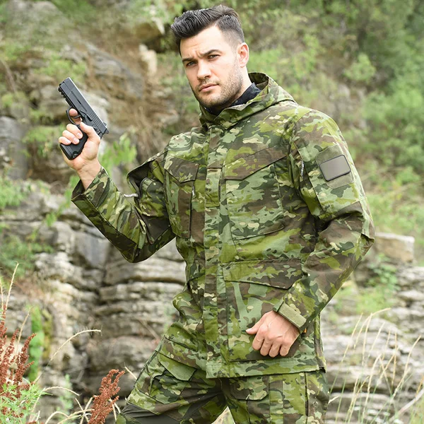 Hanye Outdoor Tactical Windbreaker Mid-Length M65 Jacket Spy Shadow Men's Waterproof Autumn and Winter Jacket