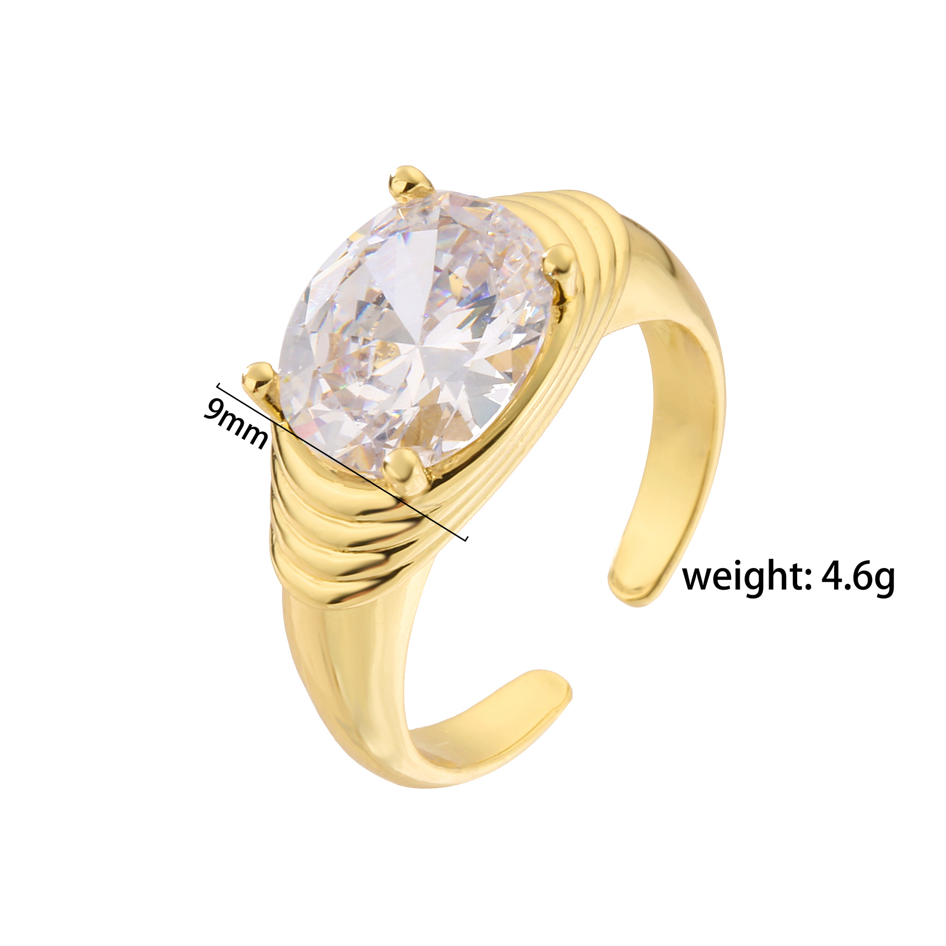 Ig Style Geometric Copper Plating Inlay Zircon Open Ring display picture 21