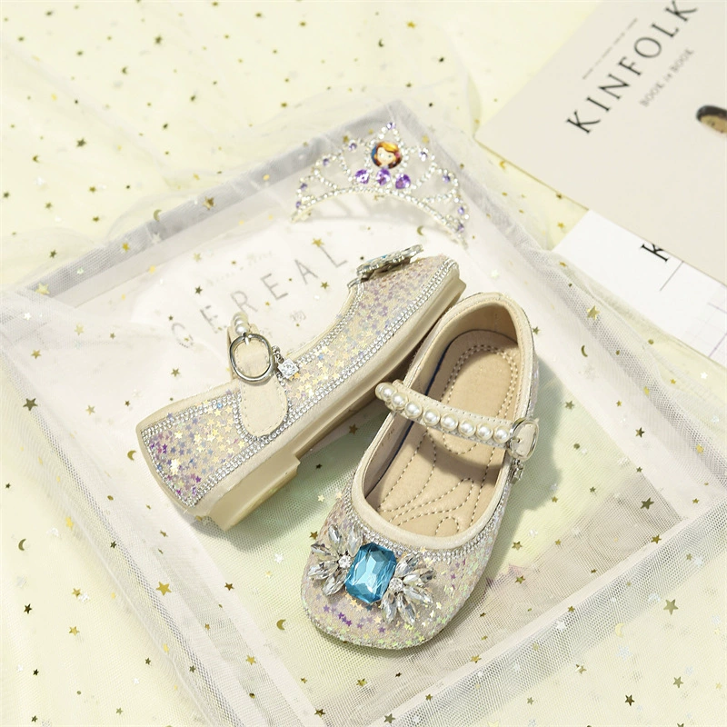 Летние детские туфли для принцесс из кожи, мягкая подошва
