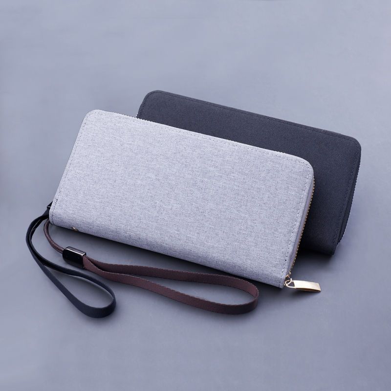 Men's wallet long canvas hand zipper can put mobile phone hand summer casual clip Oxford cloth a generation of hair