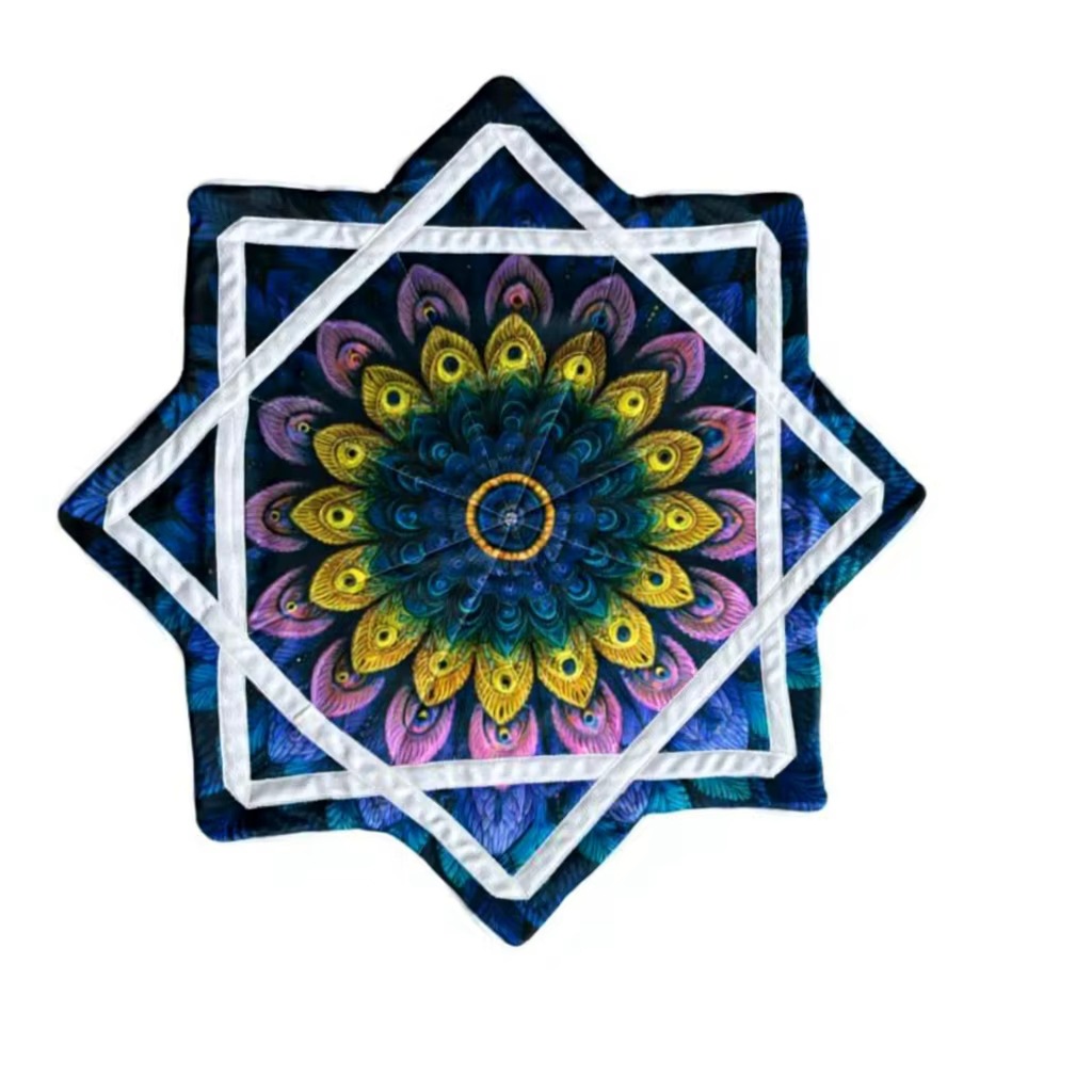 Flowstar UV reactive fabric with serrated stitching, Dapostar dance octagonal scarf