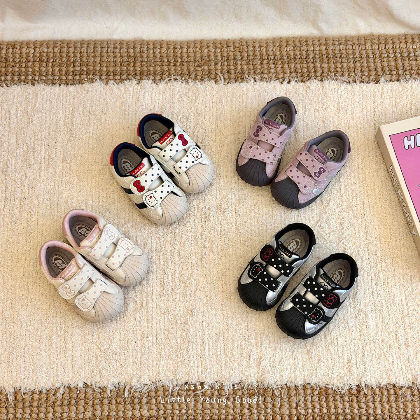 XSHX Double Velcro | Cute Cat New Shell Wide Last 2.0 Girls' Autumn 2026 New Functional Foot Protection for Learning to Walk