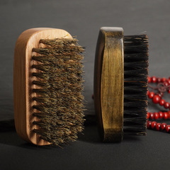 Manufacturer Direct Supply Pure Pig Bristle Men's Oil Hair Styling Mustache Brush Fringe Cleaner Soft Hair Brush Rubber Wood Oil Hairbrush