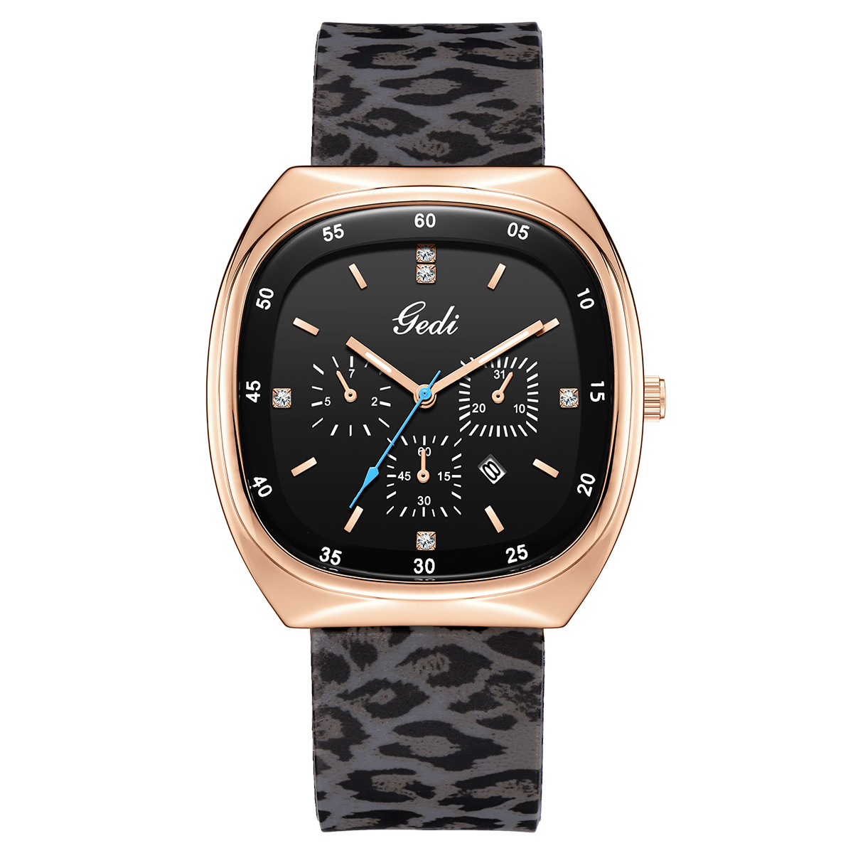 New color matching-rose shell black plate leopard print belt