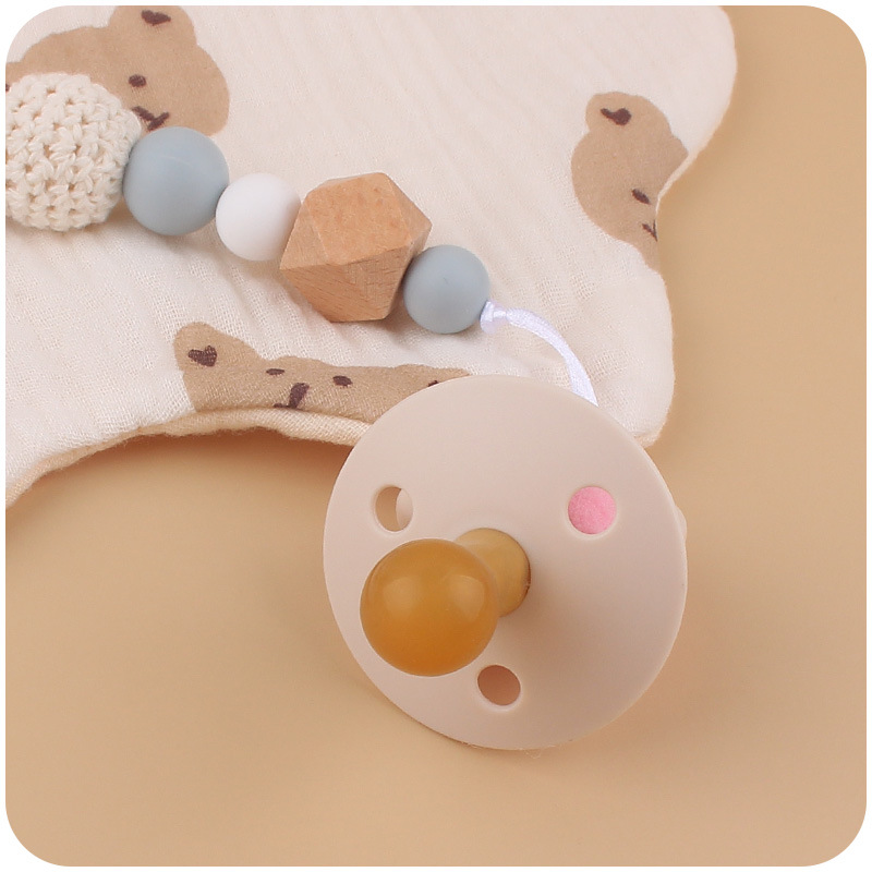 Nuevo bebé suministros de dibujos animados melocotón corazón chupete cadena chupete mordedura chupete cadena anti-gota conjunto de dos piezas