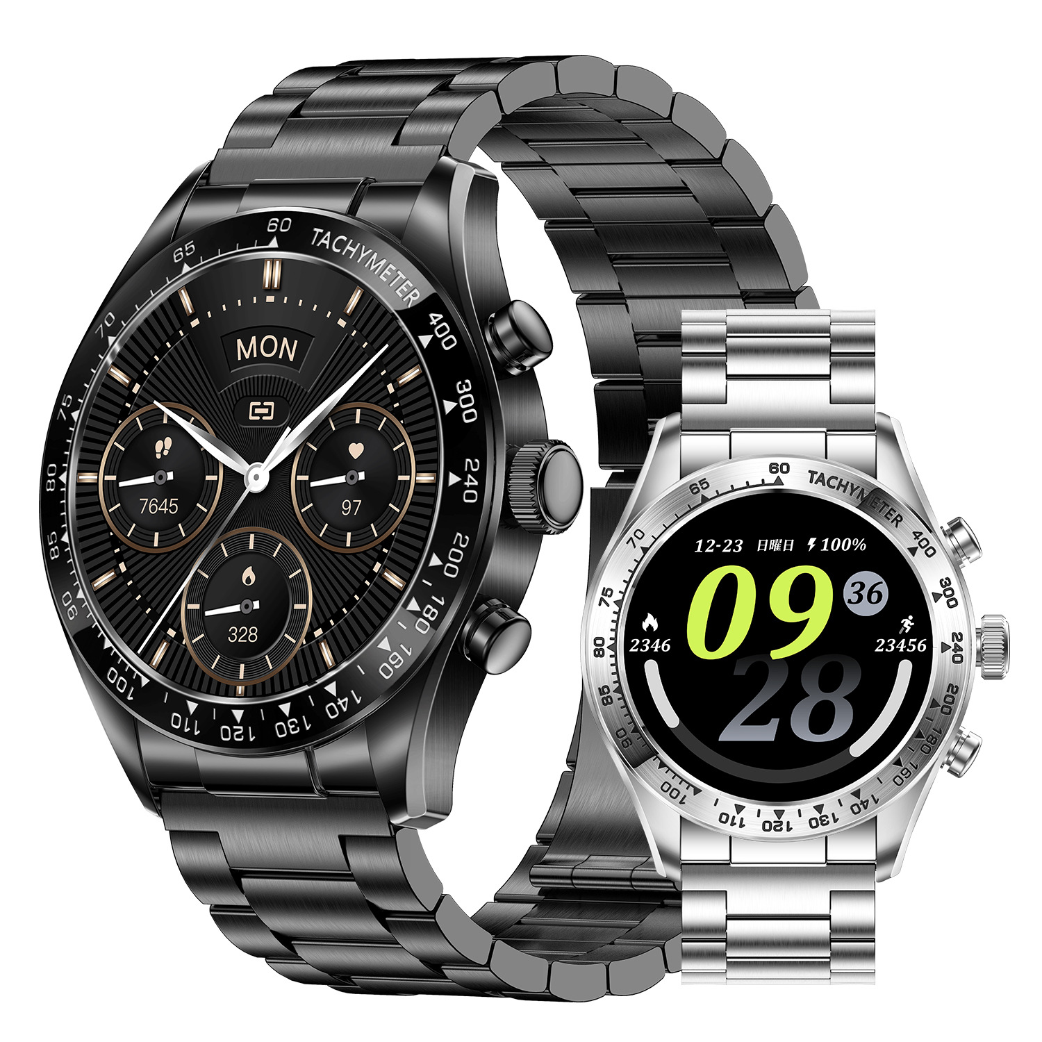 2025 Cross-Border New Product Km95 Smart Watch Bluetooth Call Amoled Screen Three Steel Business Style Men's Watch