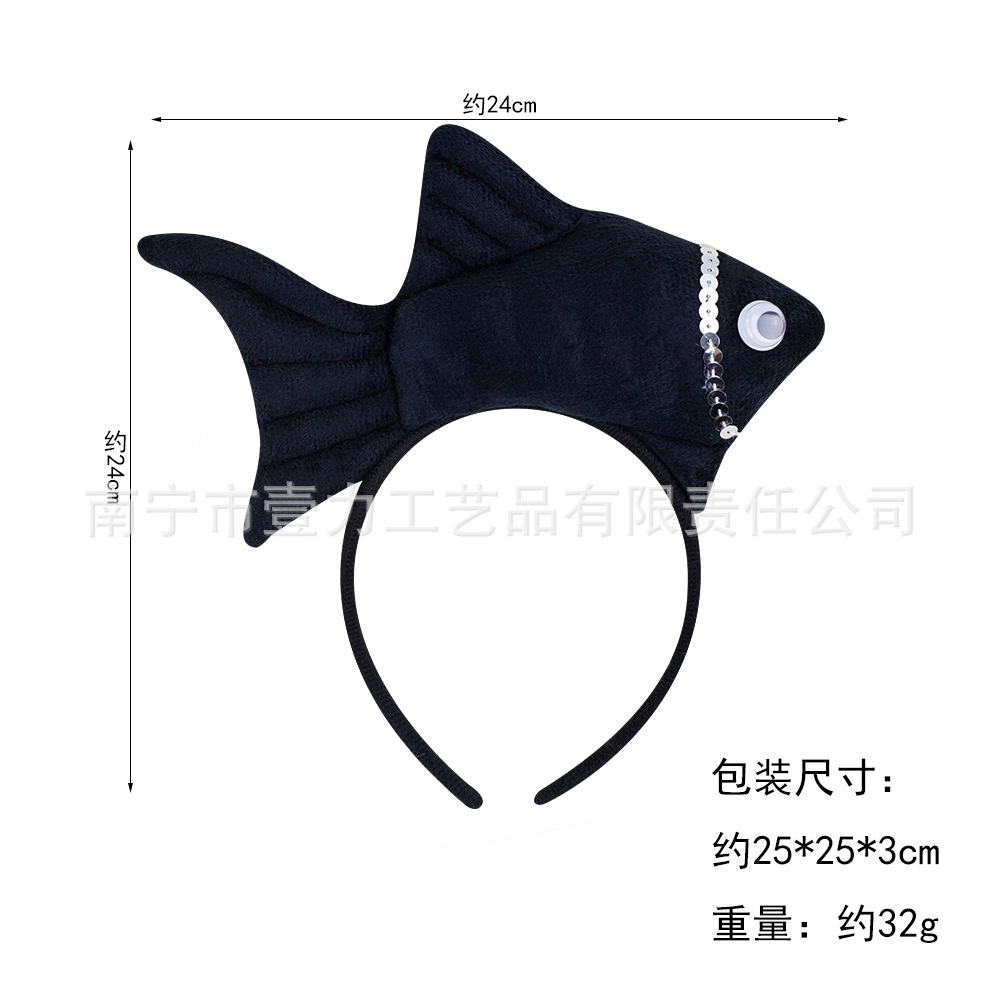 Wansheng rendimiento de la etapa tocado suministros de juego de Navidad peces animales diadema Vida Marina Goldfish diadema