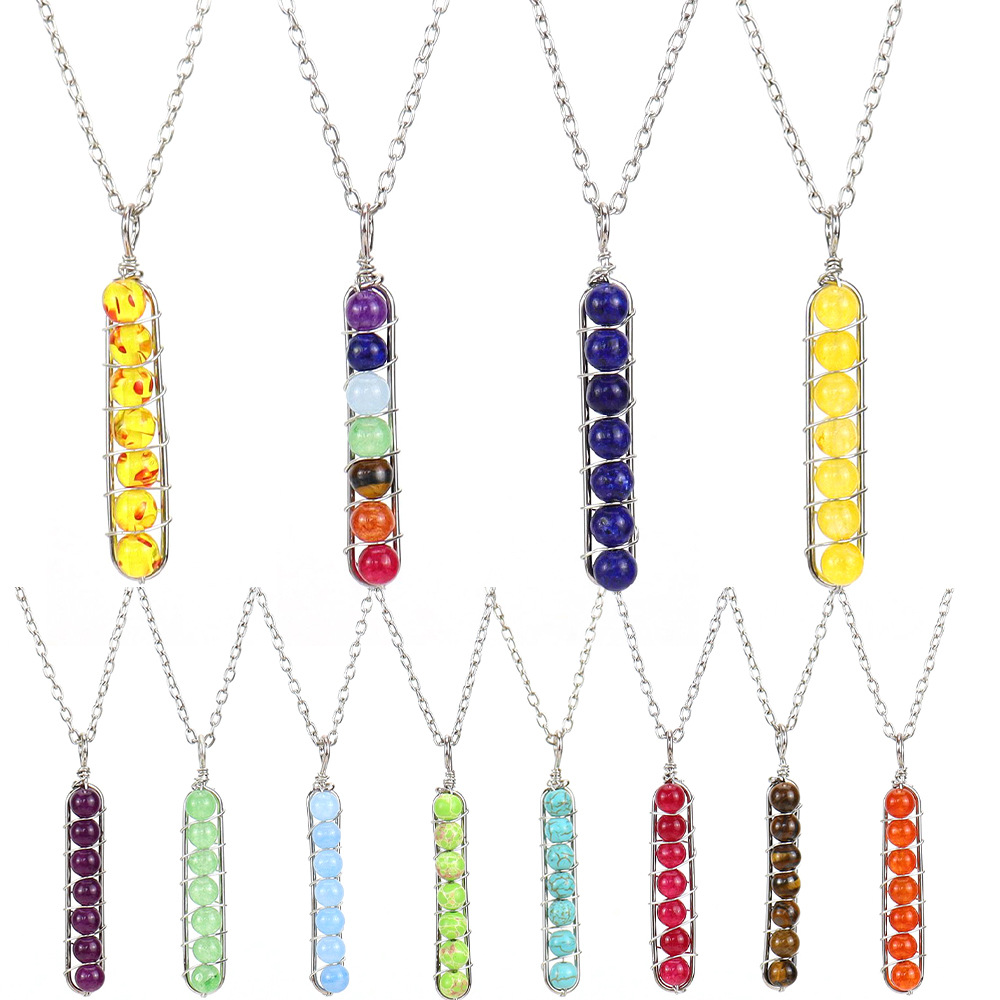 Pendant Necklace Classification Simple Style Geometric Natural Stone Titanium Steel Pendant Necklace