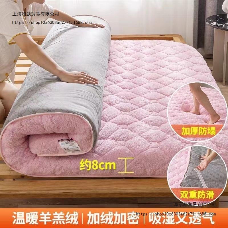 Autumn and Winter Lamb Velvet Mattress Cover Soft Cushion Home Bedroom Single Thickeneded Warm Mattress Rental Special Cushion