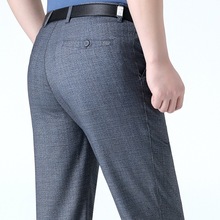 夏季薄款男士西裤爸爸装休闲直筒宽松男裤中年垂料免烫休闲裤男