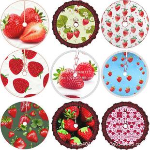 Strawberry Tree Skirt Cross-border New Product 78cm90cm101cm122cm Linen Short Plush Christmas Tree Decorations