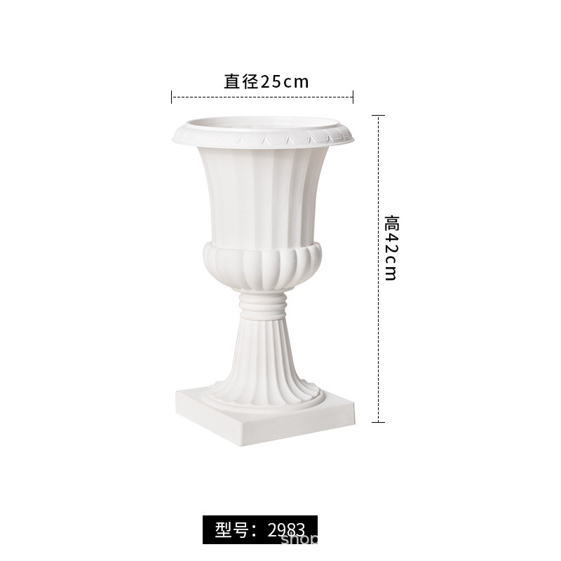 プラスチック植木鉢ヨーロッパローマ柱背の高い結婚式の装飾ポット大型屋外ガーデンバルコニーポトス水耕鉢植え|undefined