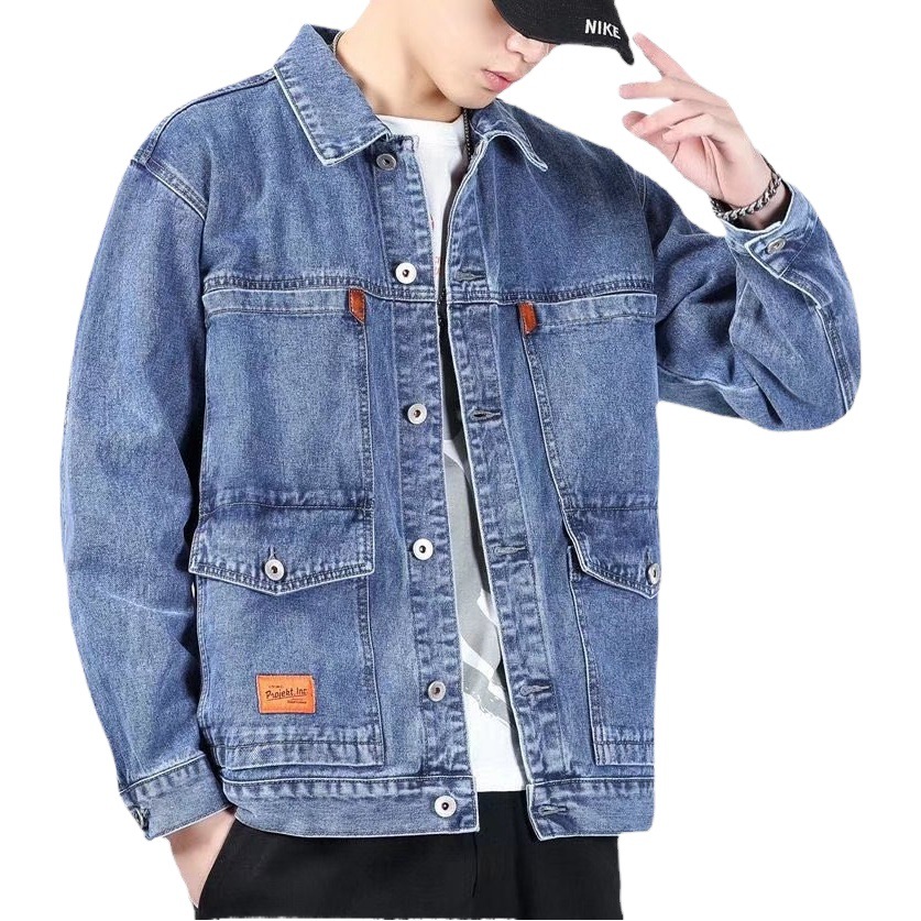 Primavera y otoño Denim coat hombres 2022 nueva marca de moda japonesa multi-Bolsillo ropa de trabajo suelta más tamaño chaqueta de los hombres