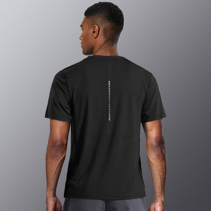 Camiseta deportiva de verano delgada hombre de manga corta secado rápido suelto transpirable seda de hielo de media manga sudorabsorción chaqueta de baloncesto ropa para correr