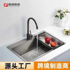 水槽不锈钢拉丝加厚洗菜盆家用洗碗池水池手工大单盆跨境热销大号
