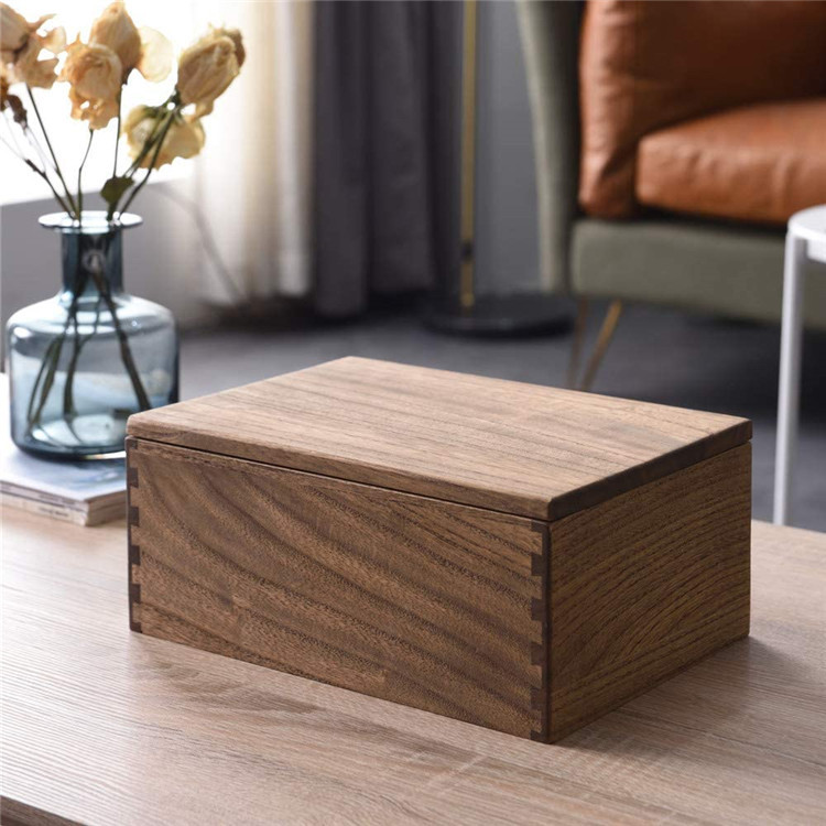 Storage box with a lid-natural wood storage box with rolling…