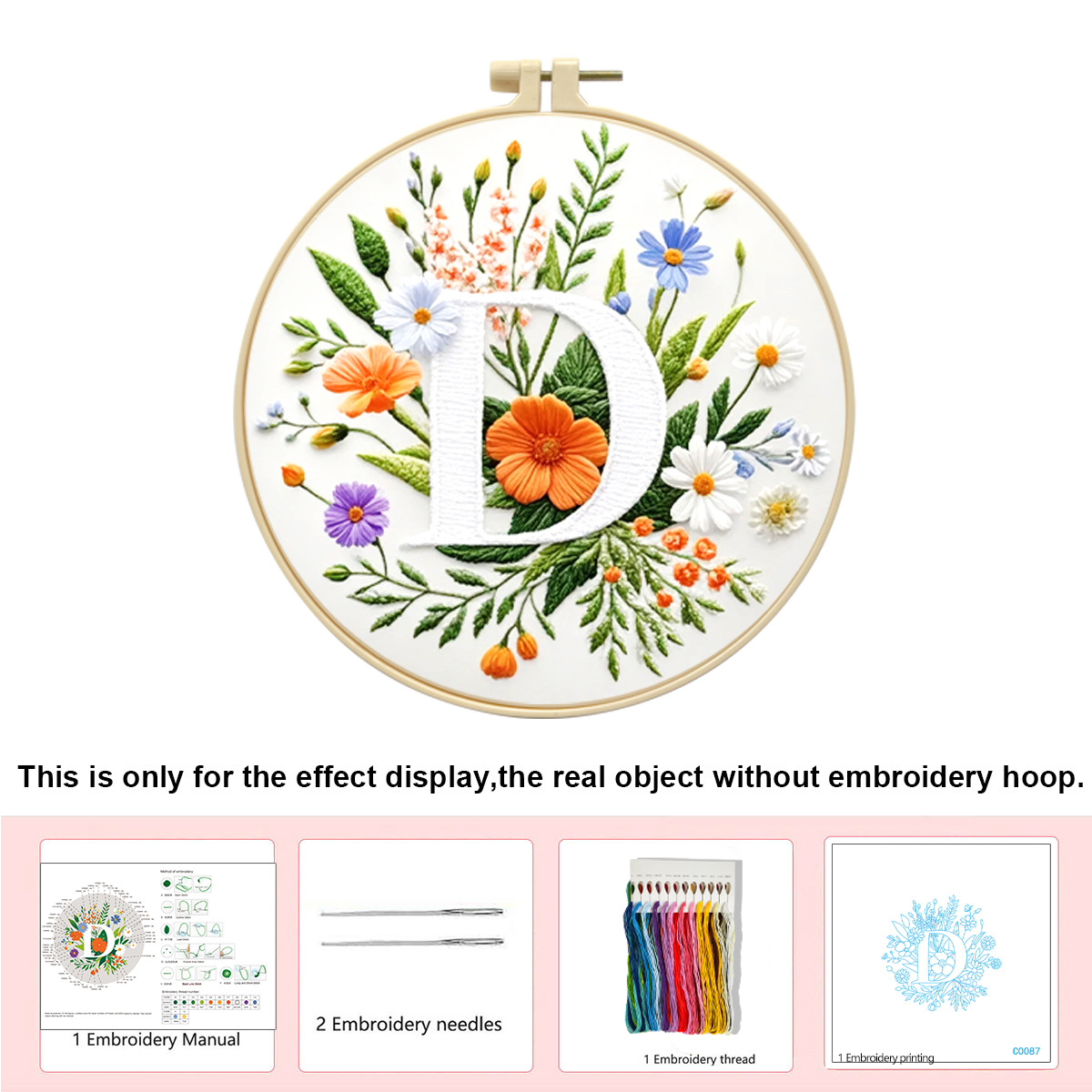 Hecho a mano flores y plantas europeas bordadas paquetes de materialdiy inglés 26 letras simple principiante nivel de bordado al por mayor