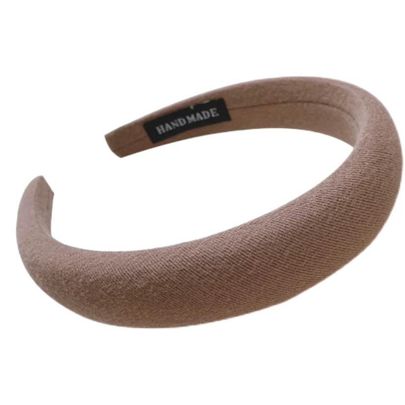 La venda de esponja marrón leche coreano temperamento simple no duele el cabello diadema de color sólido estilo coreano de color caqui chica gruesa horquilla