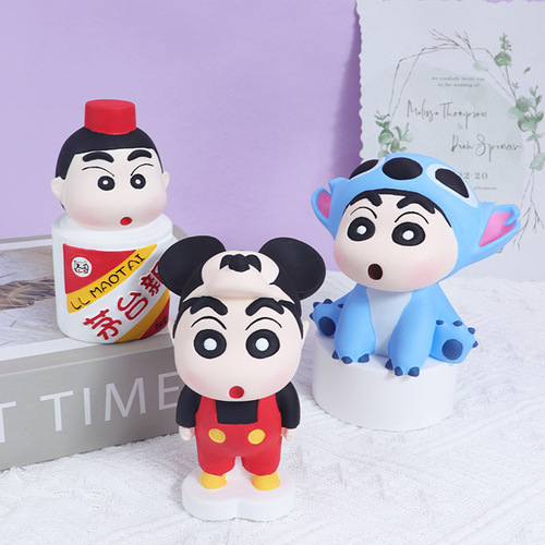 Cartoon 3D Wax Pen Shin-chan Silicone Mold Home Desk Ornament Decor Scented Plaster Handmade DIY Mold
