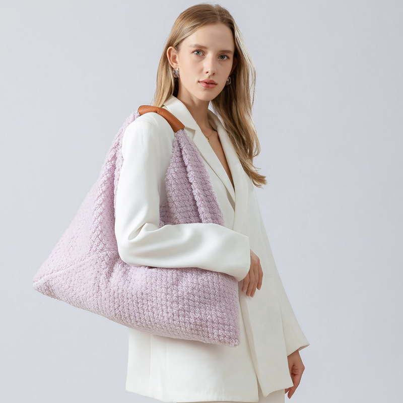 [Seasonal Clearance 50% off Sale] Plush Triangle Bag for Women Cross-Border Handbag Ladies' Daily Commuting Underarm Bag