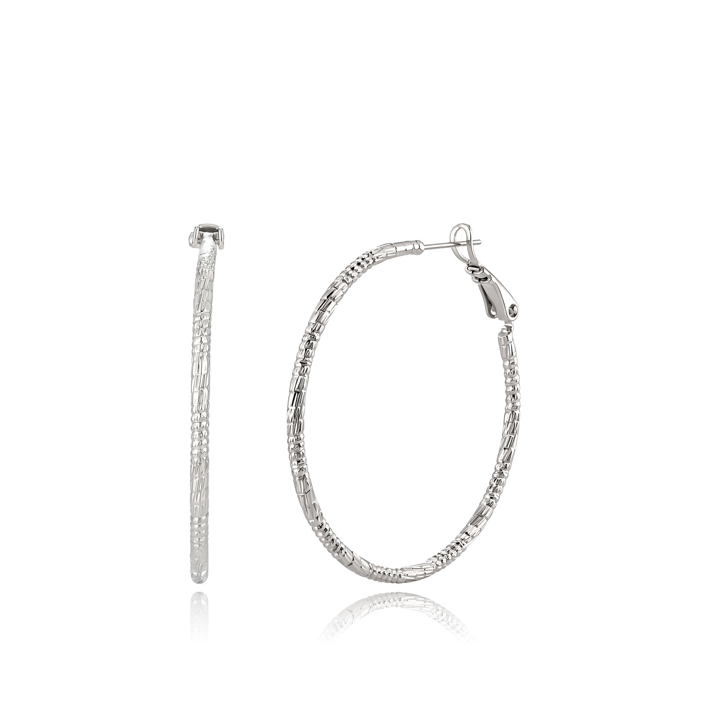 Xuping estilo minimalista estilo de estilo de estilo geométrico círculo auricular aleación de cobre chapado blanco verano exagerado temperamento auriculares para mujeres