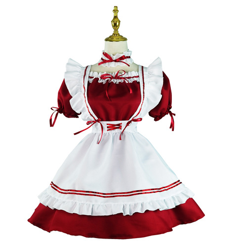 red wine sweetheart anime drama clubwear nightclu bar maid cosplay outfit for women girls lolita dresses cosplay hand game clothes