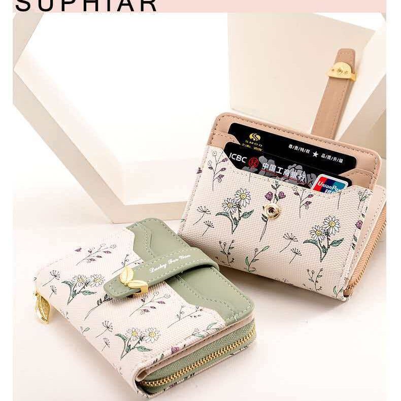 Cross-Border New Coin Purse with Multiple Card Slots, Wallet-Style Women's Spring and Summer Versatile Pu Floral Girl's Wallet