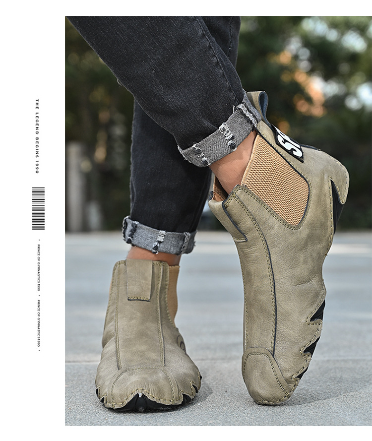 Toamna și iarna, cizme Martin înalte pentru bărbați, mărime mare, din piele de vacă autentică, din bumbac, calde, pentru toamnă și iarnă_voghion.com