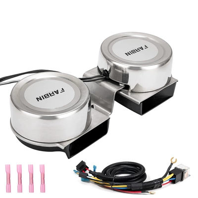 Car horn/tweeter 304 Stainless Steel Marine - ultra-thin-stainless-steel-snail-pair-relay-harness