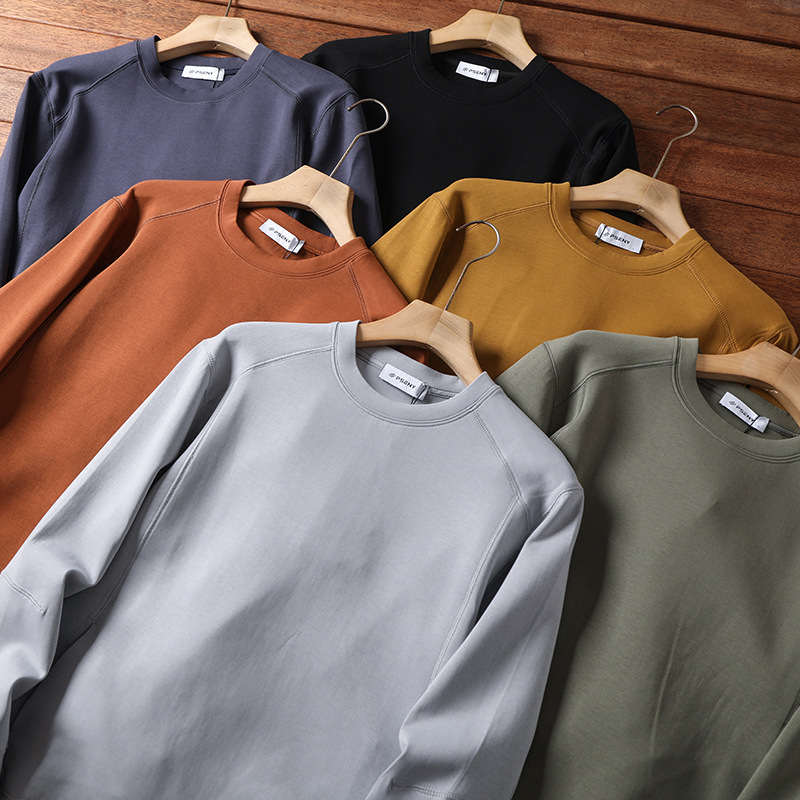 felpa con strato d'aria in ammoniaca liquida di alta qualità primavera e autunno uomo e donna coppia stile moda taglio verticale 3D tinta unita_voghion.com