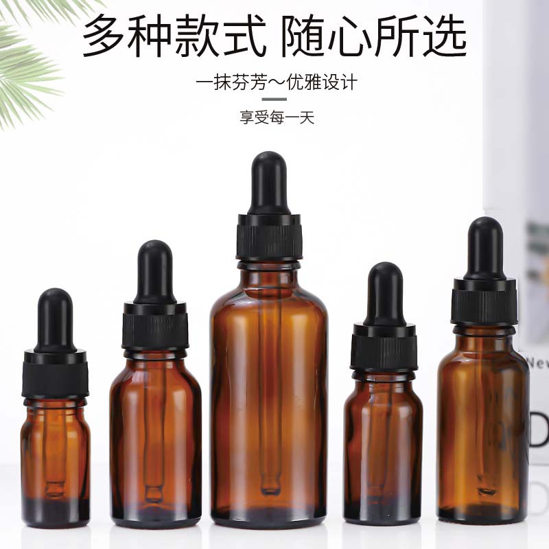 En stock: botella de aceite esencial marrón de 30 ml, botella dispensadora de vidrio de 10 ml, botella con gotero marrón de 50 ml, botella de vidrio de 20 ml.