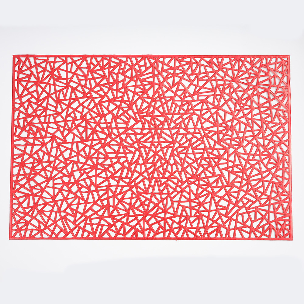 Geométrico hueco placemat multicolor dorado PVC Western placemat oro y plata decorativo posavasos antideslizante aislamiento estera lavable