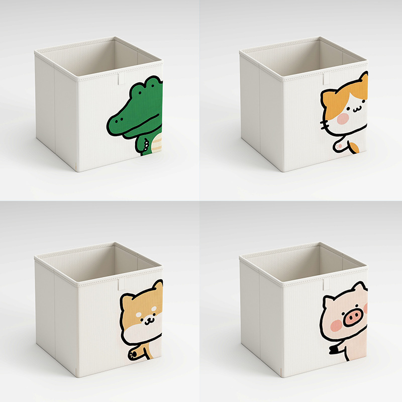 Estantería, rejilla, armarios, acabado, cestas de tela, nido de gato de dibujos animados, juguetes plegables, bocadillos, artículos diversos, caja de almacenamiento para el hogar