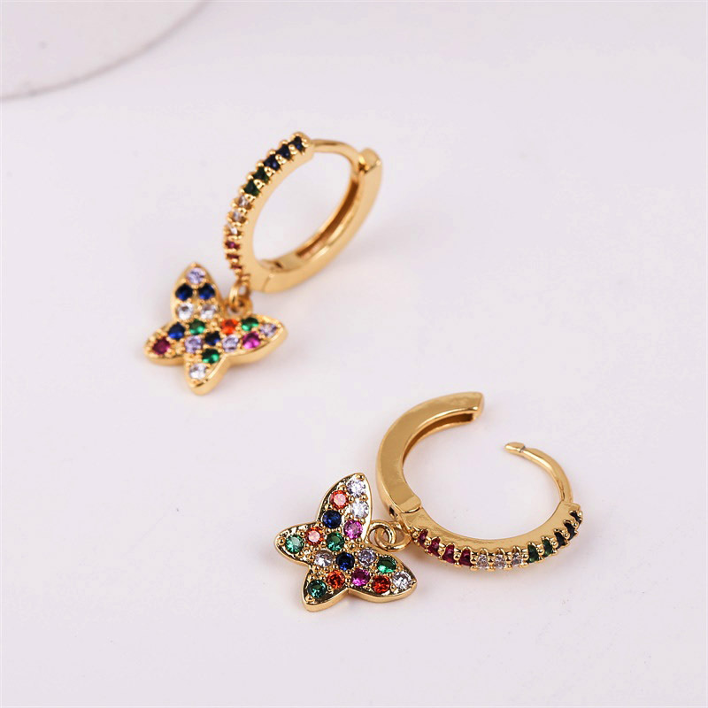 Exquisite Copper Inlaid Zirconium Butterfly Earrings display picture 5