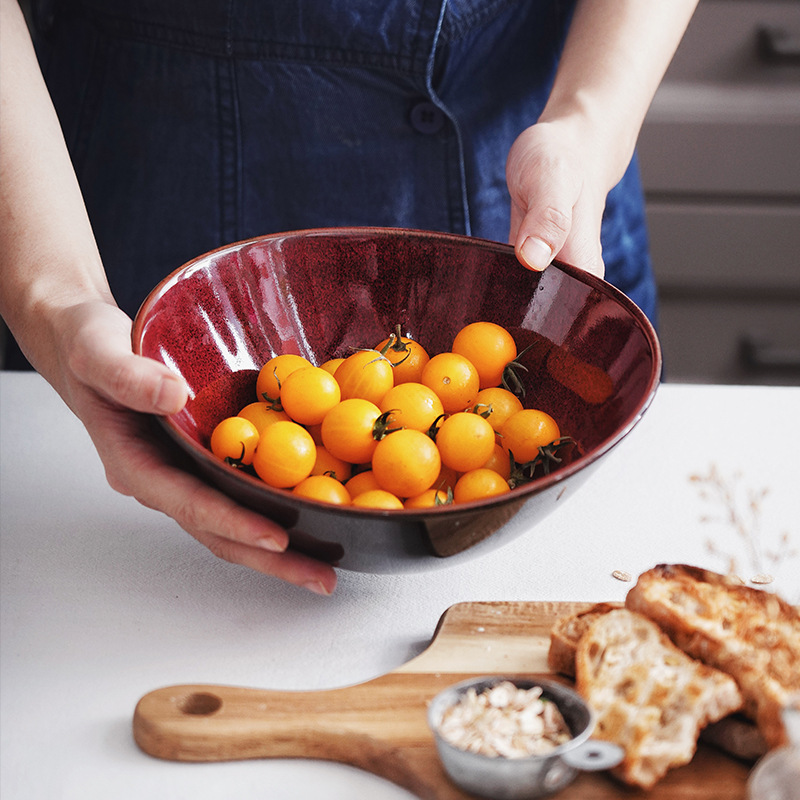 INS japonés retro horno de cerámica transfronteriza hogar tazón ensalada de frutas tazón de sopa tazón de arroz tazón de fideos restaurante Tazón