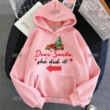 Merry Christmas Hoodie Setwear Harajuku Aesthetic Pink Tops