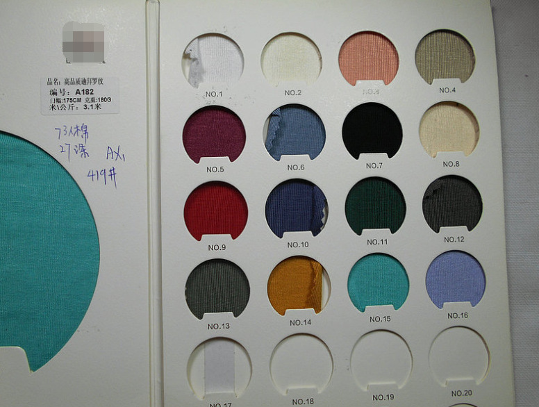 迪拜罗纹针织1X1布料180g 40S精梳人棉73涤纶27混纺T恤短袖服面料