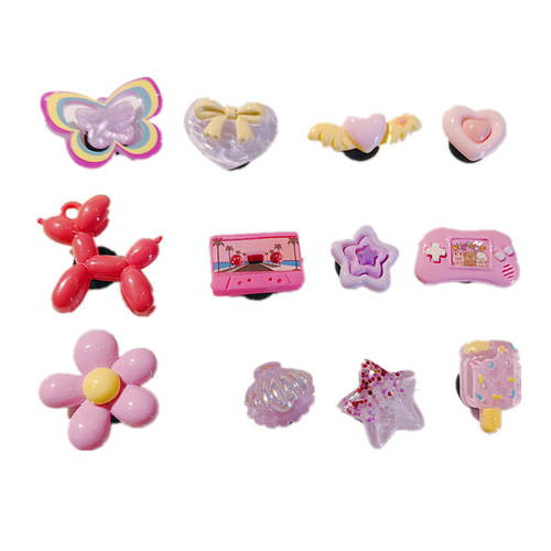 Little Red Book same style 3D Barbie Hot Girl Croc Shoe Flower Removable Balloon Dog Candy Butterfly DIY Decorative Buckle