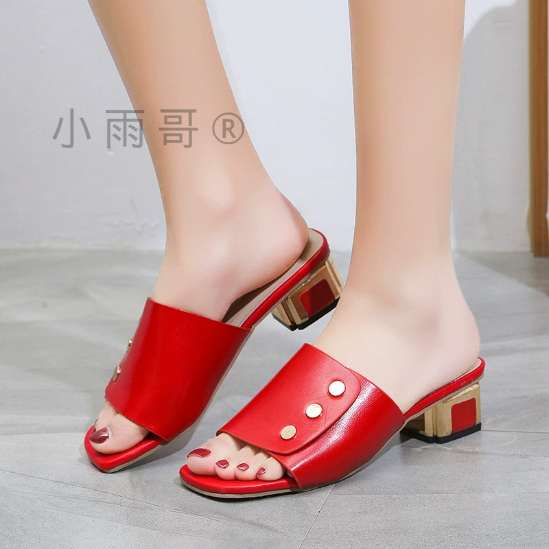 Летние пожелания внешней торговли, трансграничные модные тапочки на танкетке, женские простые толстые тапочки в европейском и американском стиле с квадратной головкой