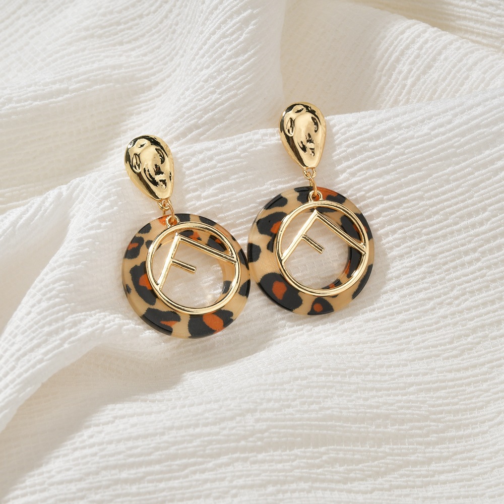 Arylic Material Metal Letter Retro Acrylic Leopard Print Earrings