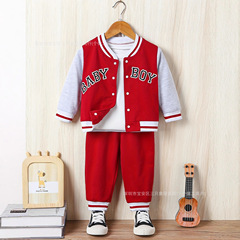 Boys' and children's autumn and winter baseball suit set