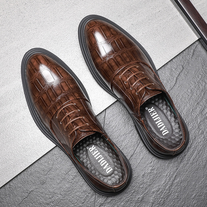 Men's Shoes 2024 Crocodile Pattern Men's Leather Shoes Business Men's Summer British Style Wedding Banquet Men's Shoes Versatile Business